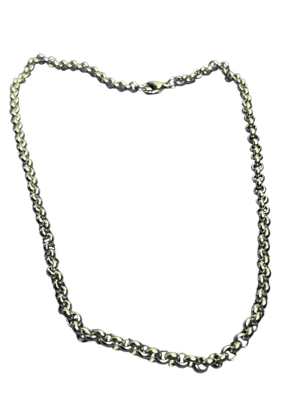 Silvertone Chunky Box Chain Necklace Lobster Clasp 18 inches Long